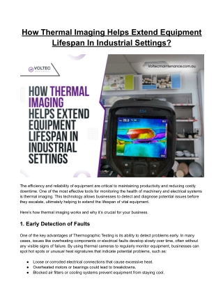 How Thermal Imaging Helps Extend Equipment Lifespan In Industrial Settings?
