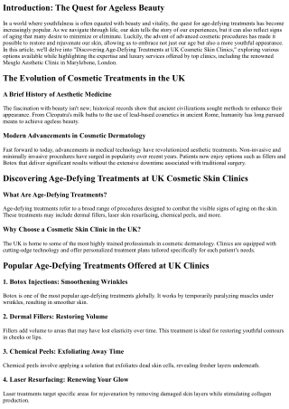 Discovering Age-Defying Treatments at UK Cosmetic Skin Clinics