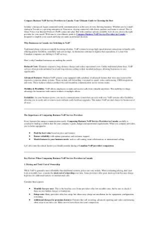 compare business voip service providers in canada