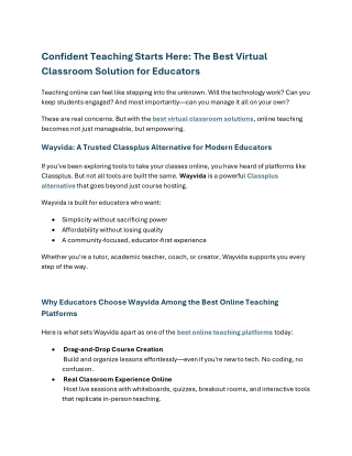 Teach Online Confidently Best Virtual Classroom Solutions for Educators