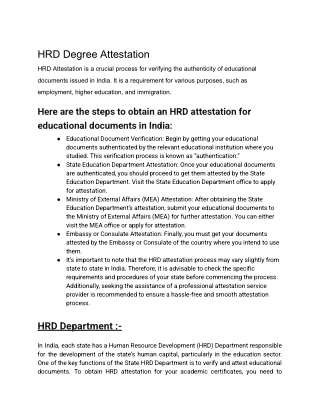 HRD Degree Attestation