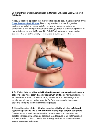 Dr. Vishal Patel Breast Augmentation in Mumbai_ Enhanced Beauty, Tailored Self-Belief