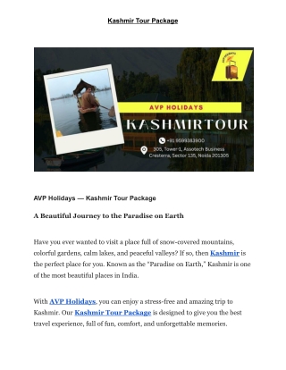 Kashmir Tour Package