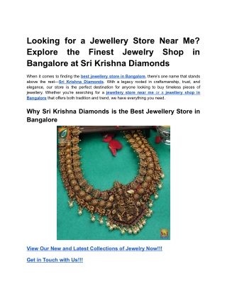 Looking for a Jewellery Store Near Me