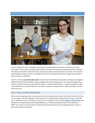 internship guide for mechanical engineering
