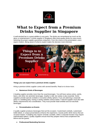 What to Expect from a Premium Drinks Supplier in Singapore
