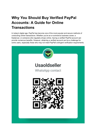 Why You Should Buy Verified PayPal Accounts_ A Guide for Online Transactions