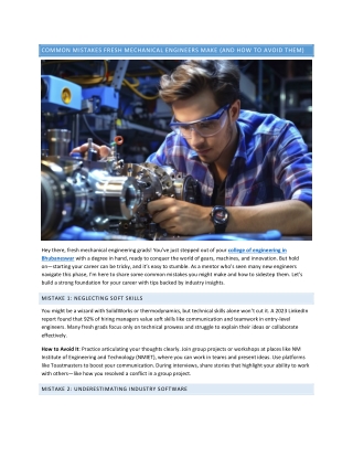 COMMON MISTAKES FRESH MECHANICAL ENGINEERS MAKE (AND HOW TO AVOID THEM)