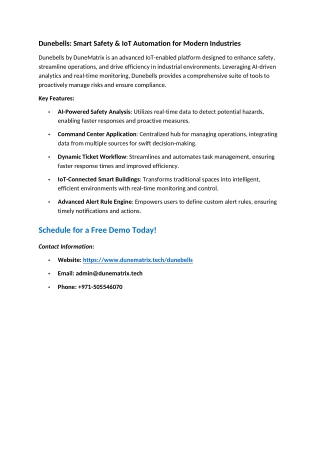 Dunebells: Smart Safety & IoT Automation for Modern Industries