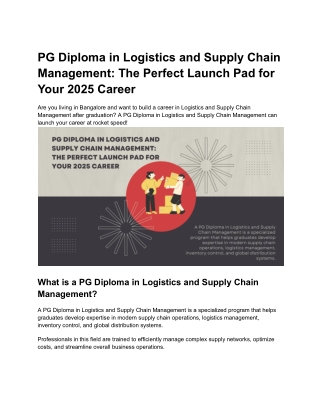 PG Diploma in Logistics and Supply Chain Management_ The Perfect Launch Pad for Your 2025 Career