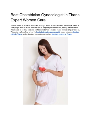 Best Obstetrician Gynecologist in Thane Expert Women Care