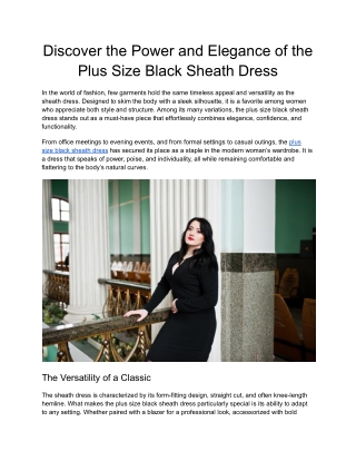 Discover the Power and Elegance of the Plus Size Black Sheath Dress