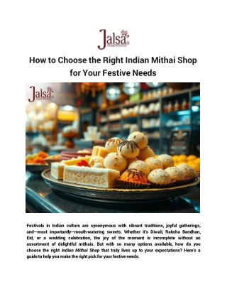 Discover the Flavours of Tradition at Your Local Indian Sweet Shop