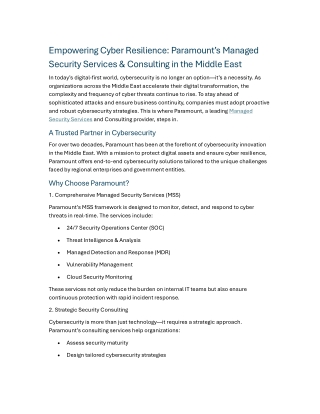 Empowering Cyber Resilience Paramount’s Managed Security Services & Consulting in the Middle East