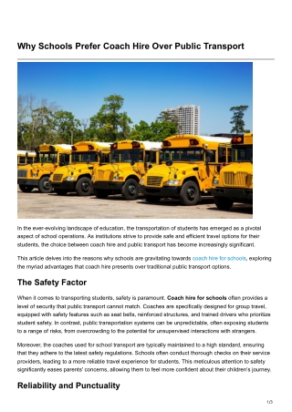 Why Schools Prefer Coach Hire Over Public Transport