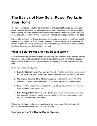 the basics of how solar power works in your home