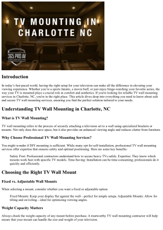 Safe and Secure: Trustworthy TV Wall Mounting Services in Charlotte, NC