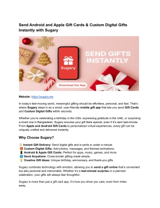 Send Android and Apple Gift Cards & Custom Digital Gifts Instantly with Sugary