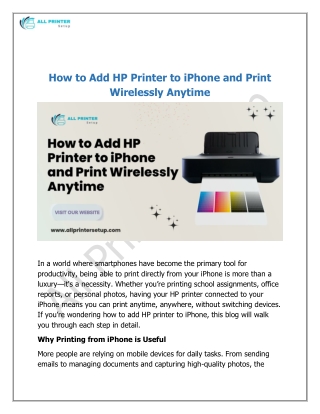 How to Add HP Printer to iPhone and Print Wirelessly Anytime