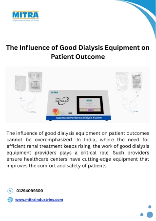 The Influence of Good Dialysis Equipment on Patient Outcome