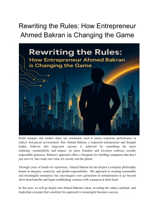 rewriting the rules how entrepreneur ahmed bakran