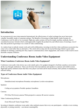 The Benefits of Investing in High-Quality Audio Systems for Conferences