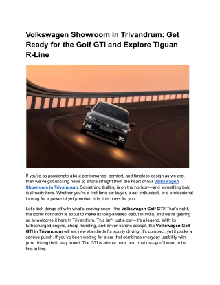 Volkswagen Showroom in Trivandrum_ Get Ready for the Golf GTI and Explore Tiguan R-Line