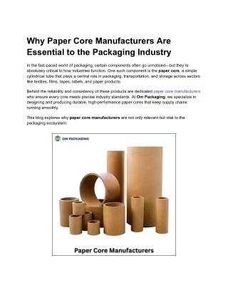 why paper core manufacturers are essential