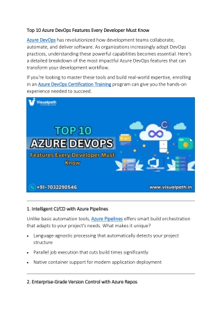 top 10 azure devops features every developer