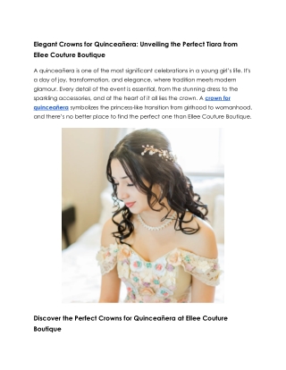 Exquisite Crowns for Quinceañera at Ellee Couture Boutique