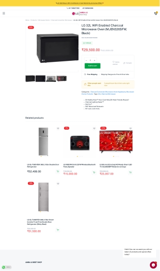 LG MJEN326SFW.DBK 32L Charcoal Microwave Oven (Black) - LG Online Stores