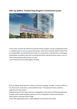 aipl joy gallery transforming gurgaon