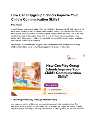 how can playgroup schools improve your child