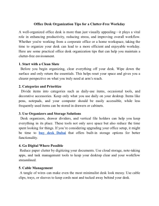 office desk organization tips for a clutter free