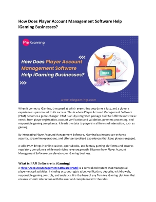 How Does Player Account Management Software Help iGaming Businesses?