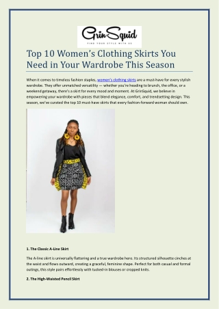 Top 10 Women’s Clothing Skirts You Need in Your Wardrobe This Season