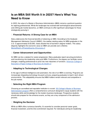 Is an MBA Still Worth It in 2025