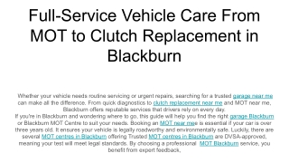 full service vehicle care from mot to clutch