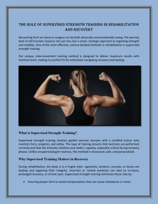 the role of supervised strength training
