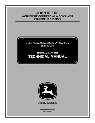 JOHN DEERE X324 LAWN TRACTOR Service Repair Manual Instant Download (TM2308)