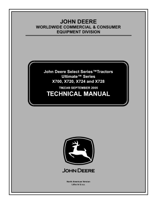 JOHN DEERE X724 LAWN and GARDEN TRACTOR Service Repair Manual Instant Download (TM2349)