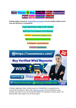 Best Places To Buy Verified Wise Accounts With High Quality Profile