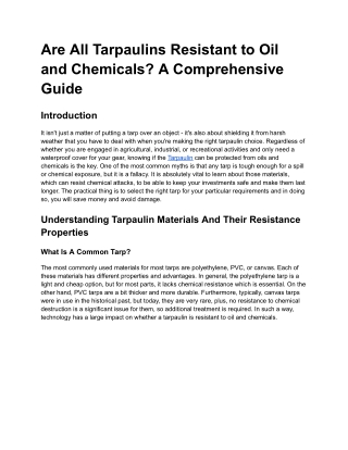Are All Tarpaulins Resistant to Oil