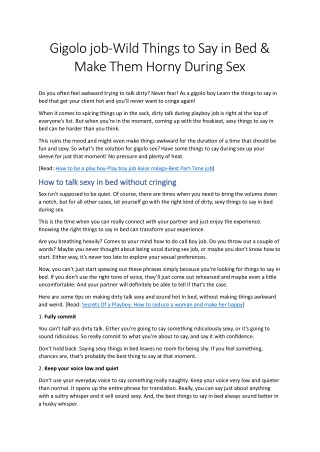 Gigolo job-Wild Things to Say in Bed & Make Them Horny During Sex