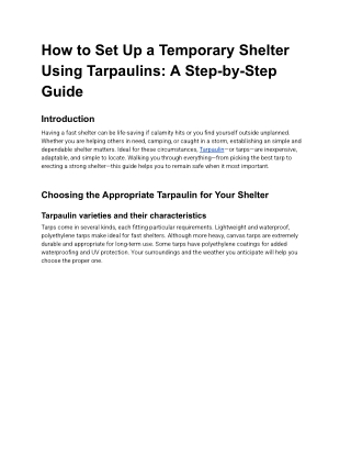 How to Set Up a Temporary Shelter