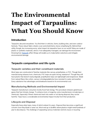 The Environmental Impact of Tarpaulins