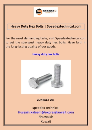 Heavy Duty Hex Bolts Speedextechnical.com