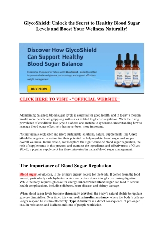 GlycoShield: Top Blood Sugar Support Supplement You Can Trust