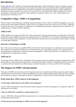 How AMD is Leading the Way in AI Development